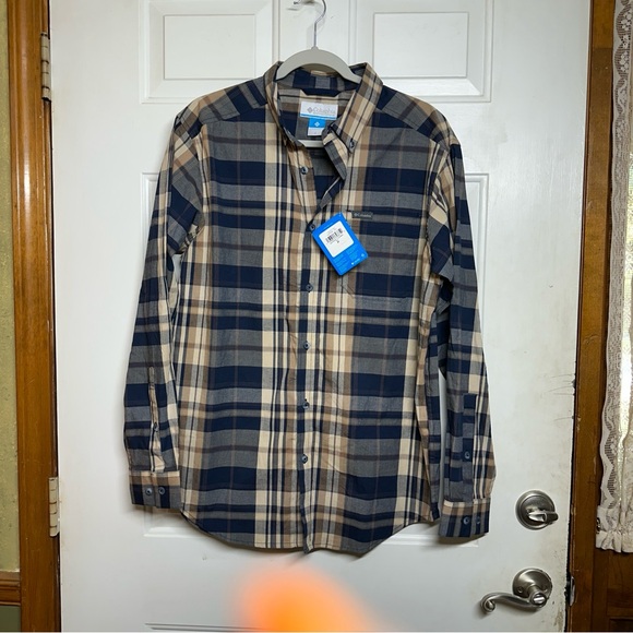Columbia Rapid Rivers Shirt Mens Medium Plaid Long Sleeve Regular fit NWT - Picture 1 of 5